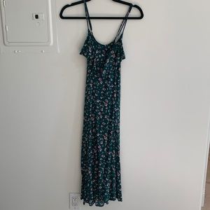 Green floral midi dress